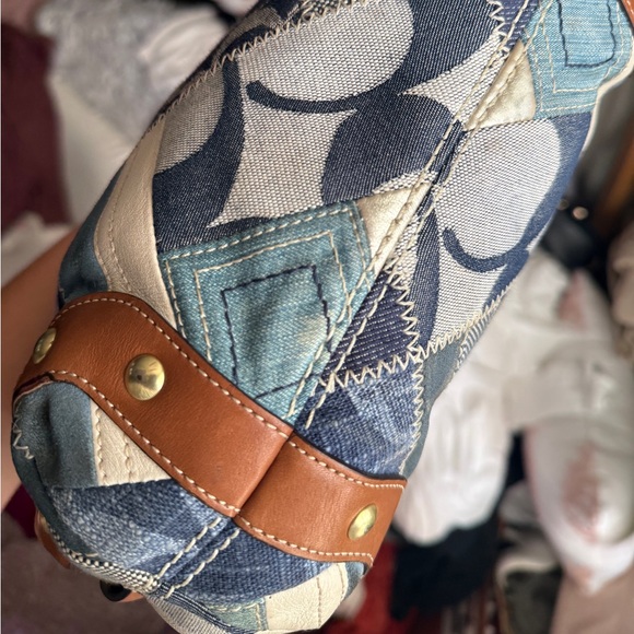 Vintage Y2K Coach Carly Blue Denim Patchwork Shoulder Bag 12215 - Picture 11 of 14